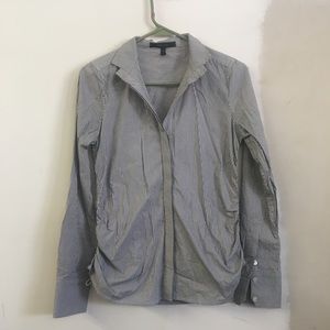 BCBG Pinstripe Ruched Button-Down